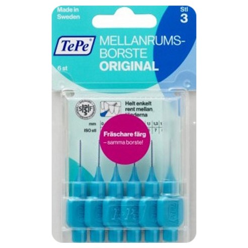 테페 i자형 치간칫솔 인터덴탈 브러쉬 오리지널 0.6mm 파랑, 6개입, 1개