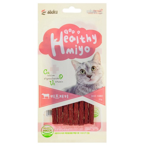 아스크 헬시묘 고양이 간식 져키 20g, 비프, 20개