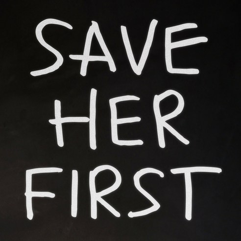 1AM 캘리그라피 인테리어 포인트 스티커 SAVE HER FIRST, 반사