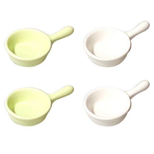푸코 미니팬 종지, 화이트,그린, 4개