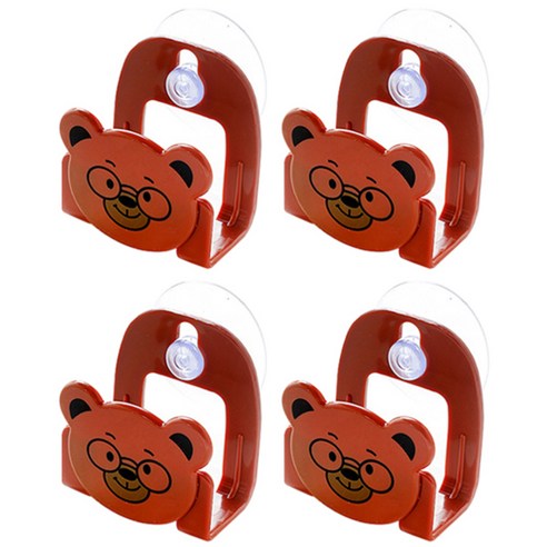 리버그린 귀요미 흡착 간편걸이, 브라운, 4개입