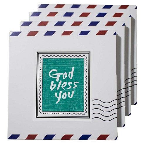 1AM 포스트 프리미엄 블렌딩 러블리 초코렛 차세트, 캘리그라피 우표스티커 God bless you + 편지지 패키지 + 봉합 스티커 + 프리미엄 블렌딩 티백 2.5g, 4세트
