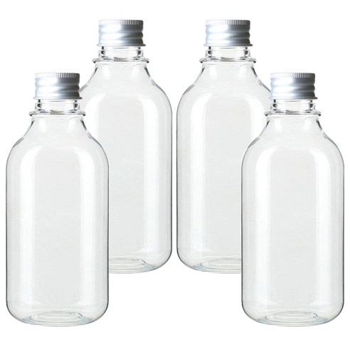 병도매닷컴 ARB300 투명 음료용기 알루미늄 실버캡, 300ml, 4개