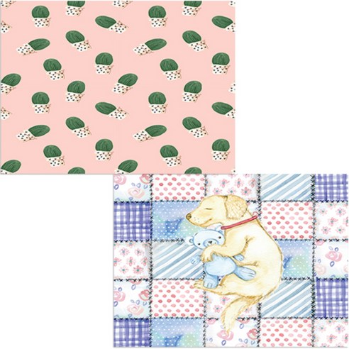 벨라 실리콘 식탁매트 2p 낮잠 세트, 낮잠, 꼬마선인장, 385 x 285 mm, 두께 1mm