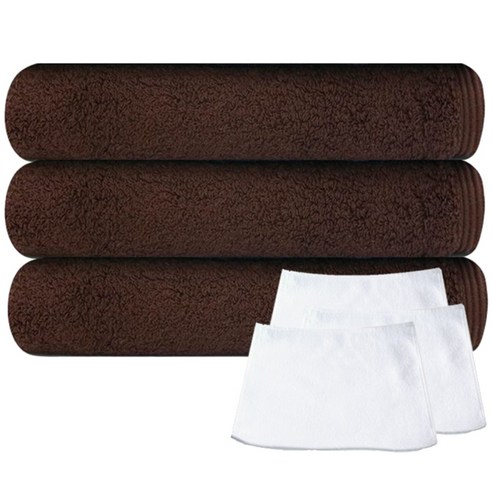 송월타월 헤비무지 수건 190g x 3p + 호텔손행주 흰색 3p, 진갈색, 1세트