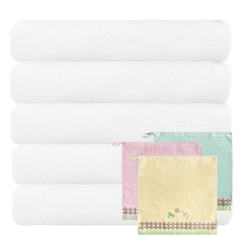송월타월 헤비무지 190g x 5p + 포모스 허니펜스 핸드타올 고리 랜덤 발송 3p, 아이보리, 1세트
