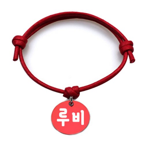 펫츠룩 굿모닝 레드 반려동물 목걸이 S + 알미늄원형 팬던트 M, 레드(루비), 1개