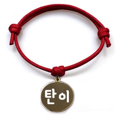 펫츠룩 굿모닝 레드 반려동물 목걸이 S + 메탈원형 팬던트 M, 골드(탄이), 1개