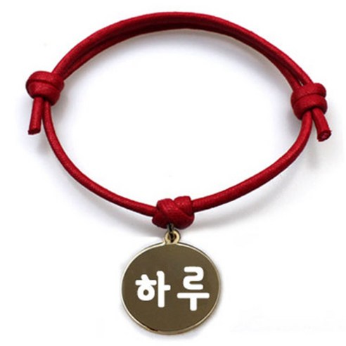 펫츠룩 굿모닝 레드 반려동물 목걸이 S + 메탈원형 팬던트 M, 골드(하루), 1개
