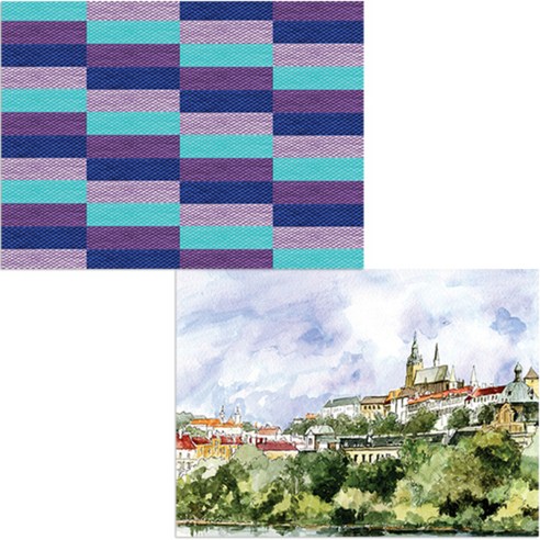 벨라 실리콘 식탁매트 도시풍경1 세트, 도시풍경1, 칠교패턴5, 385 x 285 mm