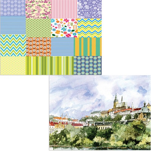 벨라 실리콘 식탁매트 도시풍경1 세트, 도시풍경1, 조화, 385 x 285 mm