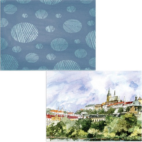 벨라 실리콘 식탁매트 도시풍경1 세트, 도시풍경1, 털실패턴1, 385 x 285 mm