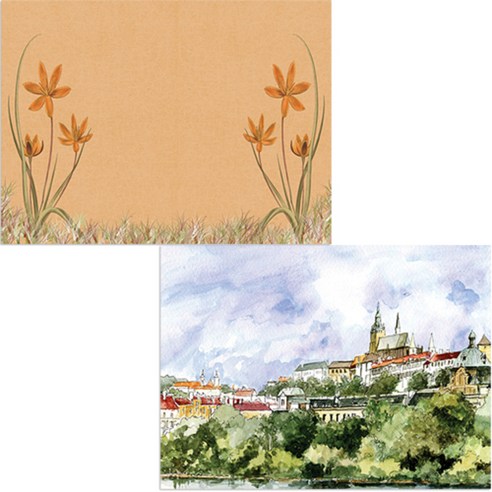 벨라 실리콘 식탁매트 도시풍경1 세트, 도시풍경1, 꽃1, 385 x 285 mm