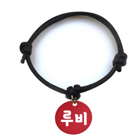 펫츠룩 굿모닝 블랙 반려동물 목걸이 S + 알미늄원형 팬던트 M, 레드(루비), 1개