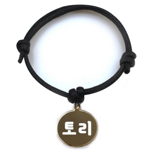 펫츠룩 굿모닝 블랙 반려동물 목걸이 S + 메탈원형 팬턴트 M, 골드(토리), 1개