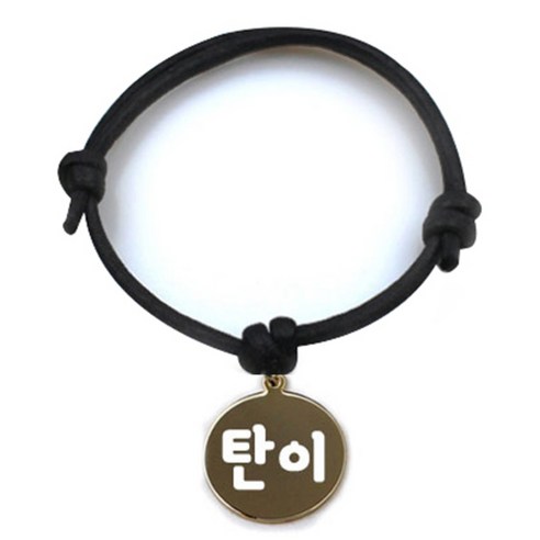 펫츠룩 굿모닝 블랙 반려동물 목걸이 S + 메탈원형 팬턴트 M, 골드(탄이), 1개