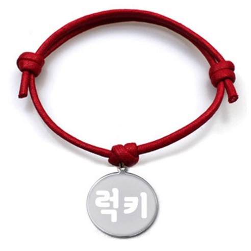 펫츠룩 굿모닝 레드 반려동물 목걸이 M + 메탈원형 팬던트 M, 실버(럭키), 1개