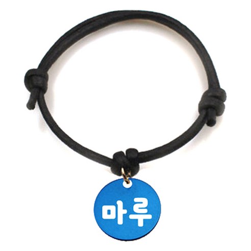 펫츠룩 굿모닝 블랙 반려동물 목걸이 S + 알미늄원형 팬던트 S, 블루(마루), 1개