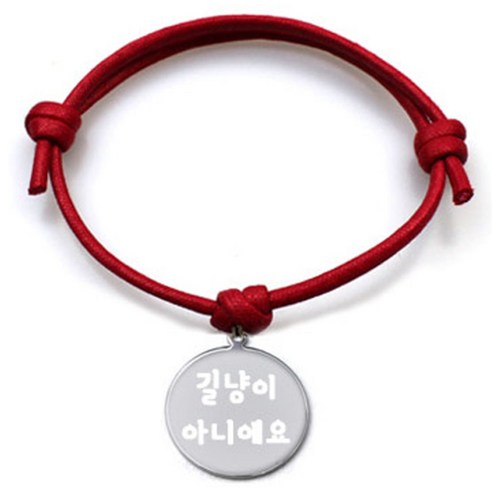 펫츠룩 굿모닝 레드 반려견 목걸이 M + 메탈원형 팬던트 S, 실버(길냥이아니에요), 1개