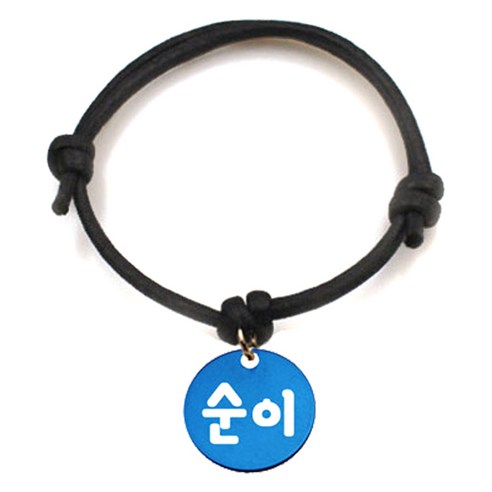 펫츠룩 굿모닝 블랙 반려동물 목걸이 S + 알미늄원형 팬던트 S, 블루(순이), 1개