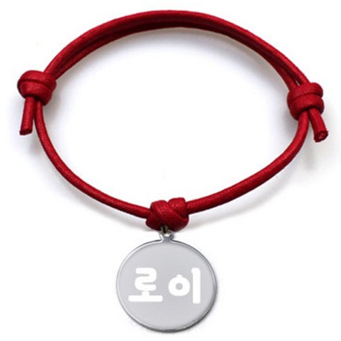 펫츠룩 굿모닝 레드 반려견 목걸이 M + 메탈원형 팬던트 S, 실버(로이), 1개