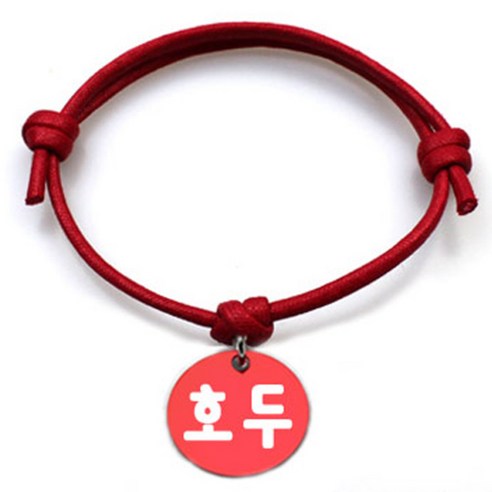 펫츠룩 굿모닝 레드 반려동물 목걸이 M + 알미늄 원형 팬던트 S, 레드(호두), 1개