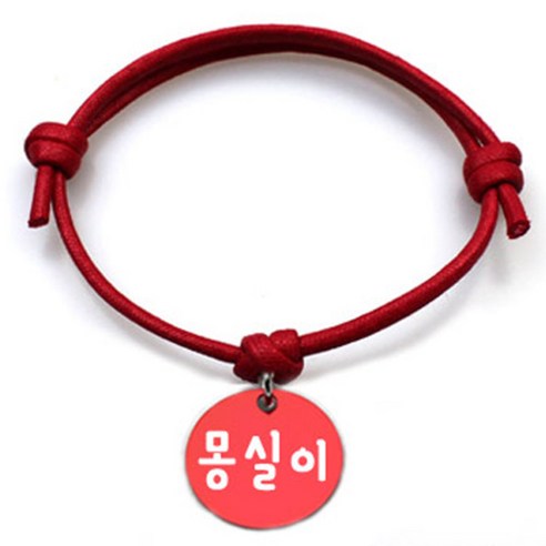 펫츠룩 굿모닝 레드 반려동물 목걸이 M + 알미늄 원형 팬던트 S, 레드(몽실이), 1개