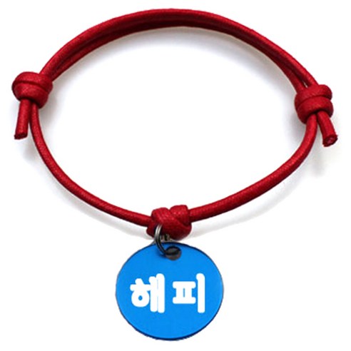 펫츠룩 굿모닝 레드 반려동물 목걸이 M + 알미늄원형 팬던트 S, 블루(해피), 1개