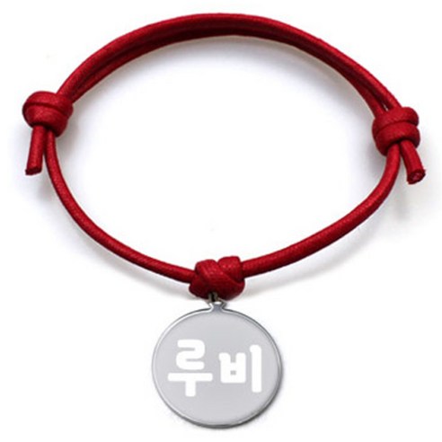 펫츠룩 굿모닝 레드 반려견 목걸이 M + 메탈원형 팬던트 S, 실버(루비), 1개