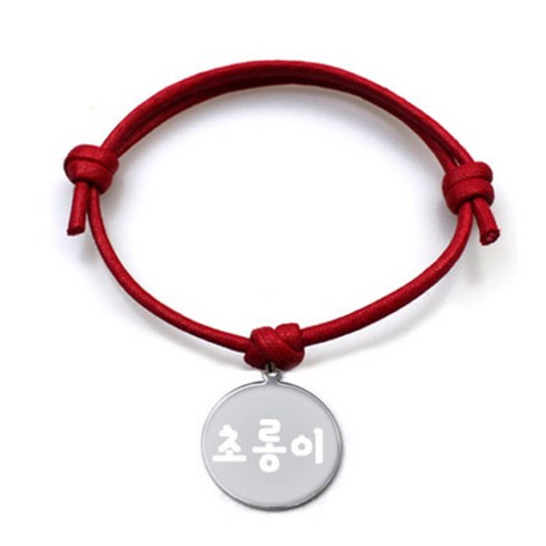 펫츠룩 굿모닝 레드 반려동물 목걸이 S + 메탈원형 팬던트 M, 실버(초롱이), 1개