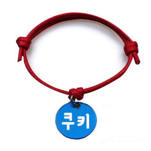 펫츠룩 굿모닝 레드 반려동물 목걸이 M + 알미늄원형 팬던트 M, 블루(쿠키), 1개