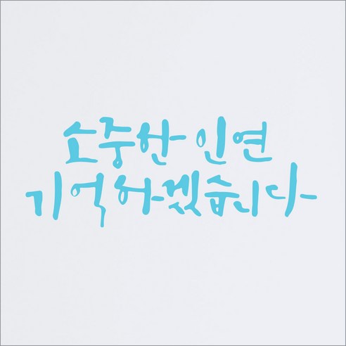 1AM 캘리그라피 인테리어 포인트 스티커 소중한 인연, 하늘색