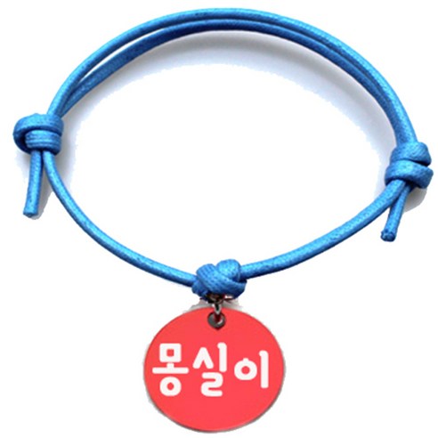 펫츠룩 굿모닝 블루 반려동물 목걸이 M + 알미늄원형 팬던트 S, 레드(몽실이), 1개