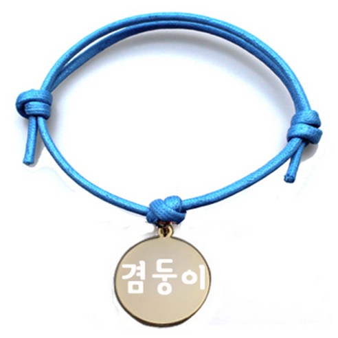 펫츠룩 굿모닝 블루 반려동물 목걸이 M + 메탈원형 팬던트 S, 골드(겸둥이), 1개