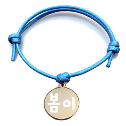 펫츠룩 굿모닝 블루 반려동물 목걸이 M + 메탈원형 팬던트 M, 골드(봄이), 1개