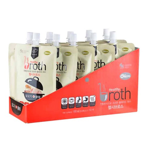 헬시브로스 반려동물 프리미엄 홈메이드 육수 간식 파우치 닭 180ml, 닭고기 + 황태 혼합맛, 10개