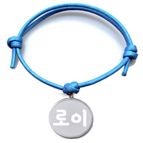 펫츠룩 굿모닝 블루 반려동물 목걸이 M + 메탈원형 팬던트 M, 실버(로이), 1개