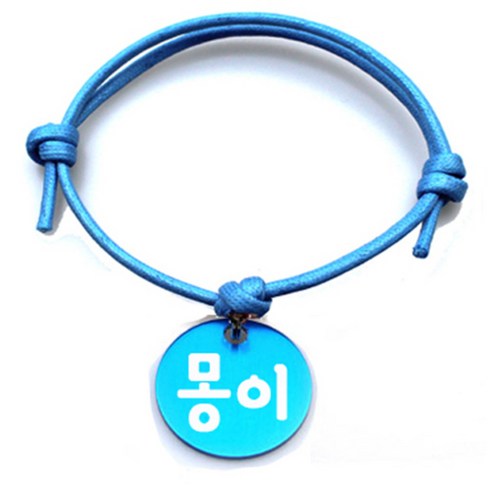 펫츠룩 굿모닝 블루 반려동물 목걸이 M + 알미늄원형 팬던트 S, 블루(몽이), 1개
