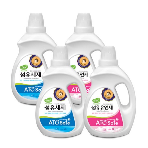 아토세이프 유아용 섬유세제 2L x 2p + 섬유유연제 2L x 2p, 1세트
