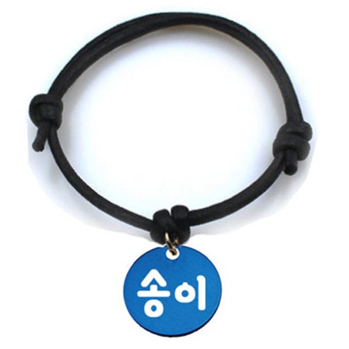 펫츠룩 굿모닝 블랙 반려동물 목걸이 M + 알미늄원형 팬던트 M, 블루(송이), 1개