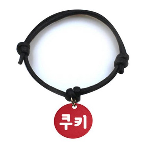 펫츠룩 굿모닝 블랙 반려동물 목걸이 M + 알미늄원형 팬던트 M, 레드(쿠키), 1개