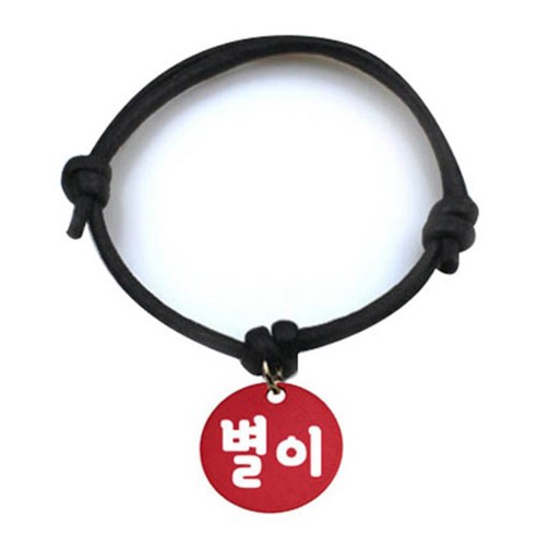 펫츠룩 굿모닝 블랙 반려동물 목걸이 M + 알미늄원형 팬던트 M, 레드(별이), 1개