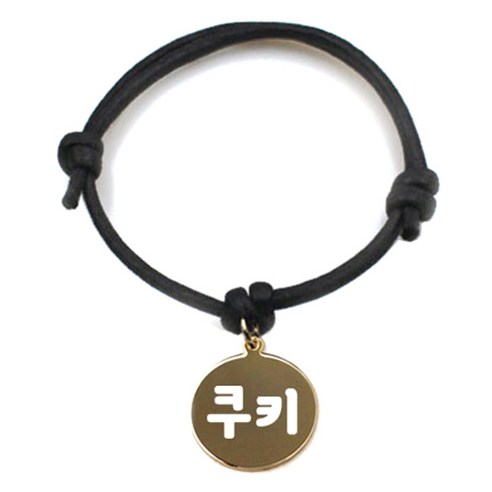 펫츠룩 굿모닝 블랙 반려동물 목걸이 M + 메탈원형 팬던트 S, 골드(쿠키), 1개