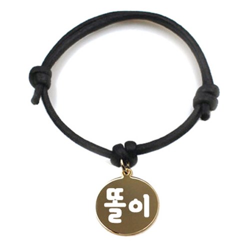 펫츠룩 굿모닝 블랙 반려동물 목걸이 M + 메탈원형 팬던트 S, 골드(똘이), 1개