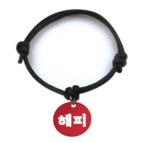 펫츠룩 굿모닝 블랙 반려동물 목걸이 M + 알미늄원형 팬던트 M, 레드(해피), 1개