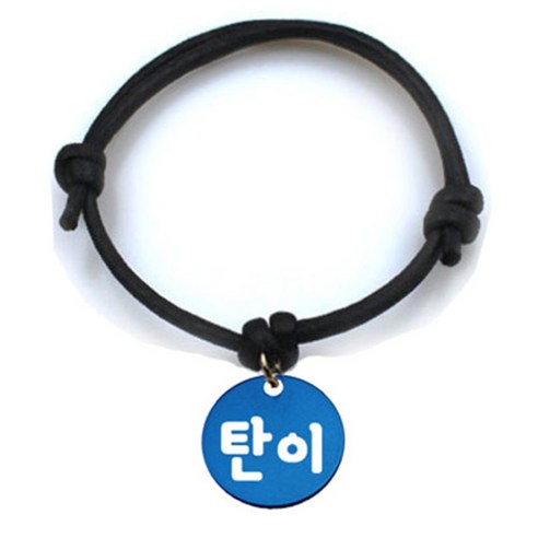 펫츠룩 굿모닝 블랙 반려동물 목걸이 M + 알미늄원형 팬던트 M, 블루(탄이), 1개