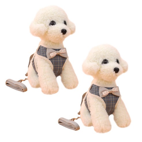Dr.Mini 고양이 앤 강아지 가슴 스트랩 조끼 2p, 격자 블루