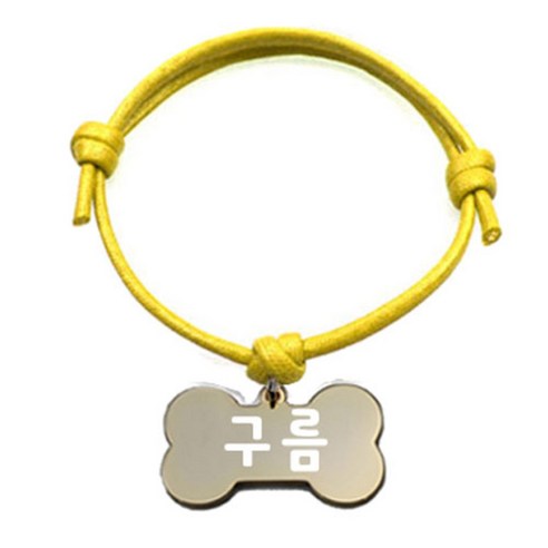 펫츠룩 굿모닝 옐로 반려동물 목걸이 M + 메탈뼈다귀형 팬던트 M, 골드(구름), 1개