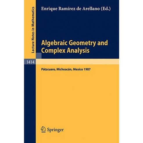 Algebraic Geometry and Complex Analysis: Proceedings of the Workshop Held in Patzcuaro Michoacan Mexico Aug. 10-14 1987 Paperback, Springer
