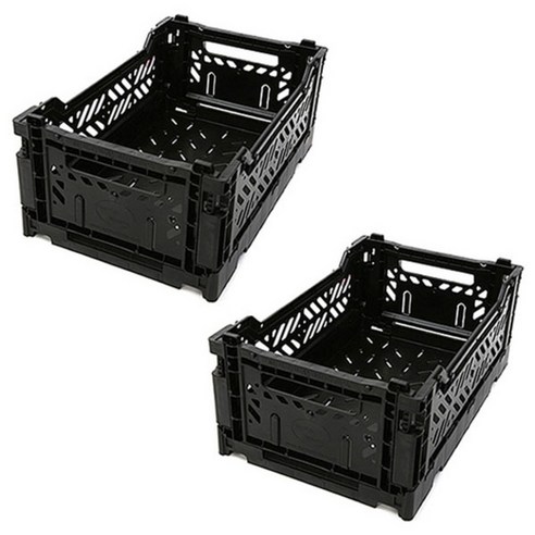 아이카사 폴딩박스 S, black, 2개